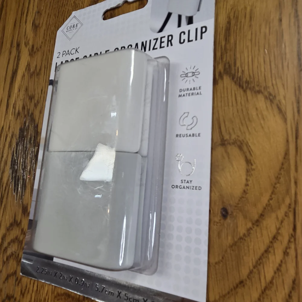 2 Pack New In Package Large Cable Organizer Clip - White And Gray. KKCP